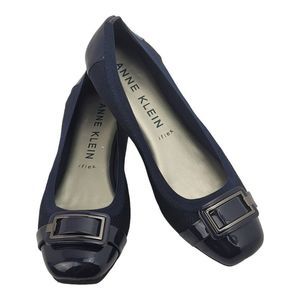 Anne Klein Blue Mesh Patent Flats Shoes Size 10M